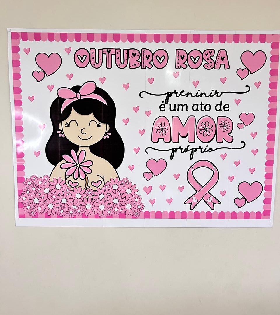 Painel outubro rosa + brinde cartão