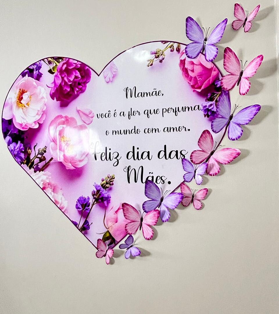 Painel dia das mães coração floral