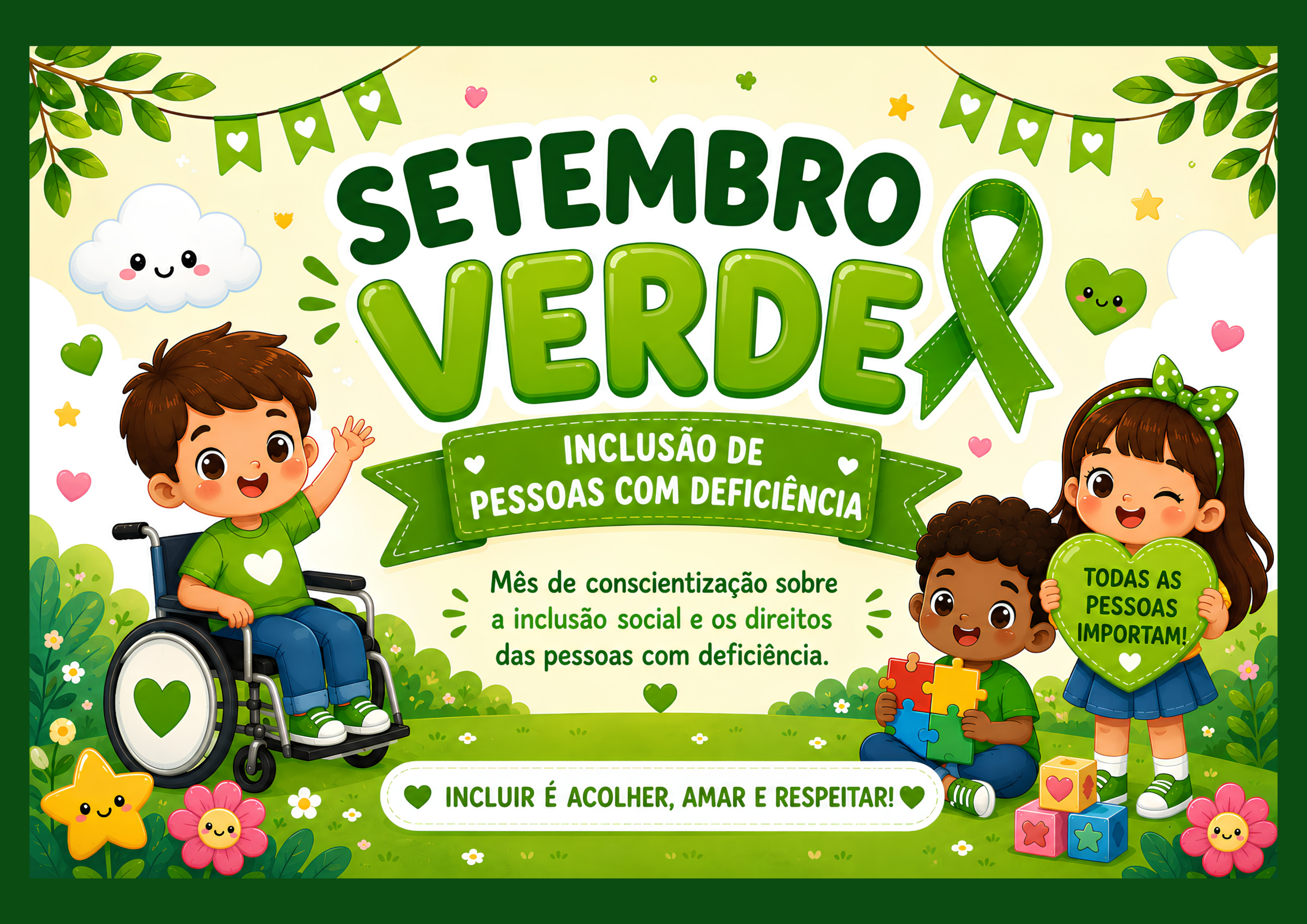 Painel Setembro Verde - Inclusão de Pessoas Com Deficiência