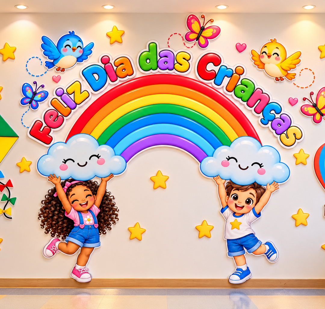 Painel Dia Das Crianças Arco-íris Encantado
